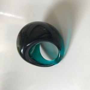 Elegant Teal and Black Women's Dome Ring
